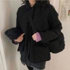 Loose-fit Plain Padded Jacket Black - One Size