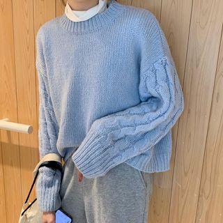 Cable Knit Sweater Light Blue - One Size