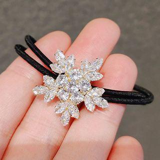 Snowflake Rhinestone Hair Tie Ly504 - Black - One Size