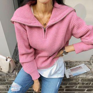 Zipped-turtleneck Woolen Sweater