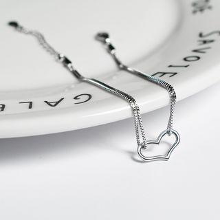 925 Sterling Silver Heart Bracelet 925 Silver - As Shown In Figure - One Size
