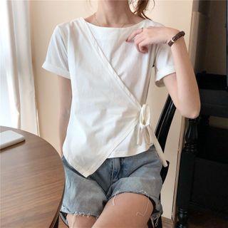 Tie-side Irregular Short-sleeved Top