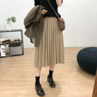 Pleated Midi A-line Chiffon Skirt