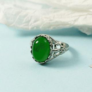 Gemstone Alloy Ring Green - 7