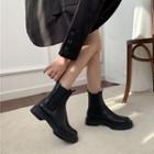 Low-heel Panel Faux-leather Short Boots