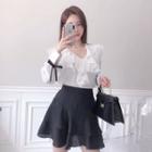 V-neck Ruffle-layered Blouse