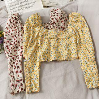 Floral Ruched Crop Top In 5 Colors