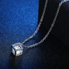 Caged Faux Crystal Pendant Alloy Necklace Silver - One Size