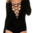 Lace Up Long-sleeve Swimsuit