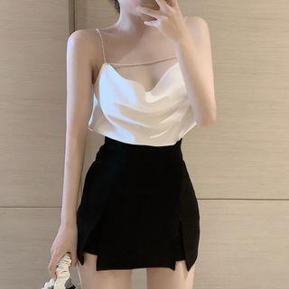 Plain Camisole Top / Slit Mini Pencil Skort