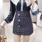 High Waist A-line Tweed Skirt