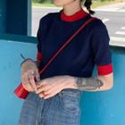 Cropped Short-sleeve T-shirt Red & Blue - One Size