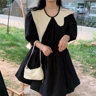 Irregular Doll Collar Short Sleeve Dress