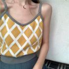 Diamond Pattern Knit Camisole As Shown In Figure - One Size