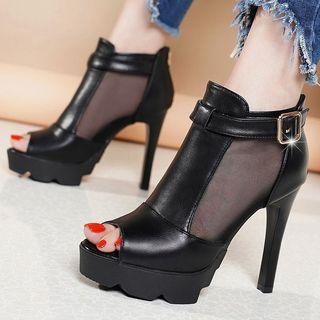 Peep-toe High-heel Platform Booties