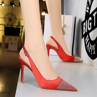 Pointed-toe Rhinestone Back Sora Pumps