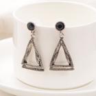 Rhinestone Perforated Triangle Earring 1 Pair - Dark Blue & Silver - One Size