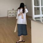 Long-sleeve T-shirt / Maxi A-line Denim Skirt