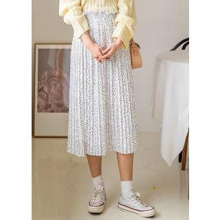 Tall Size Dot Pattern Pleated Chiffon Skirt