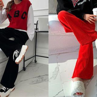 Drawcord Corduroy Boot-cut Pants