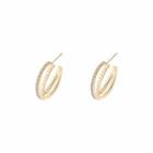Rhinestone Hoop Earring 1 Pair - Stud Earrings - Gold - One Size