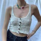Button-up Crochet Knit Tank Top