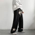 Lettering Embroidery Loose Fit Pants