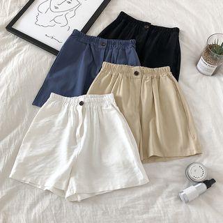 High-waist Plain Wide-leg Shorts