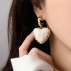 Heart Fabric Alloy Dangle Earring 1 Pair - Type A - White - One Size