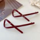 Ribbon Hair Clip Wine Red - One Size