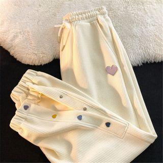 Side-button Straight-leg Jogger Sweatpants