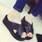 Cross Strap Slide Platform Sandals