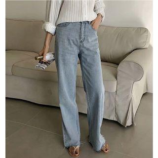 Fringed Washed Jeans