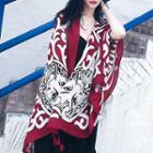 Patterned Scarf Red & White - One Size