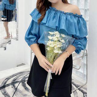 Puff-sleeve Off Shoulder Ruffled Blouse