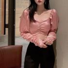 Cropped Chiffon Blouse Pink - One Size