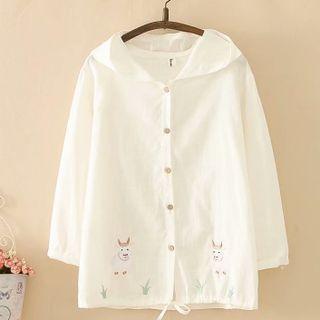 Sheep Embroidered Hooded Jacket