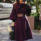 Bow Accent Elbow-sleeve Button Coat