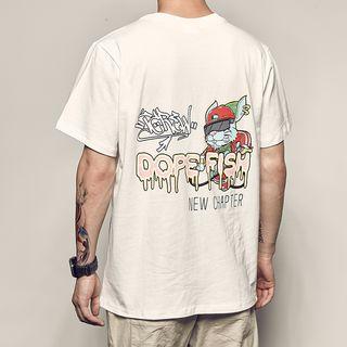 Short-sleeve Cartoon Rabbit Print T-shirt