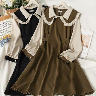 Colorblock Mock Two-piece Midi Dress