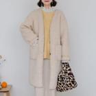 Pocketed Fleeced Long Cardigan