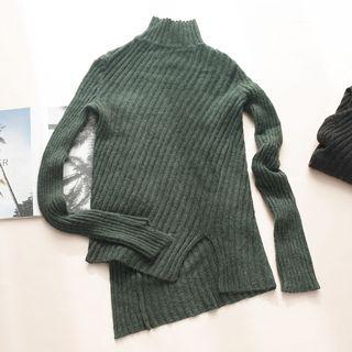 High Neck Asymmetric Knit Top