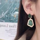 Geometric Glaze Dangle Earring 1 Pair - Al2738 - Hexagon - Dark Green - One Size