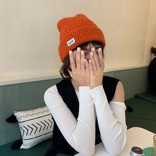 Cute Patch Solid Color Knit Hat