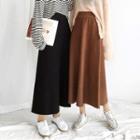 Plain High-waist A-line Knit Skirt