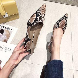 Snake Print Pointed Kitten Heel Pumps