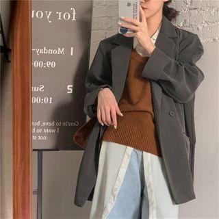 Plain Loose-fit Blazer - 2 Colors