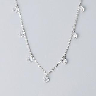 925 Sterling Silver Faux Crystal Necklace S925 Silver - Silver - One Size