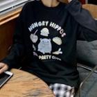 Printed Long-sleeve Oversize Pullover