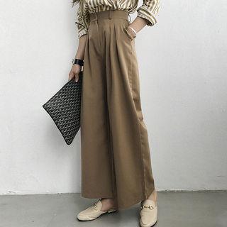High-waist Pleated Wide-leg Dress Pants